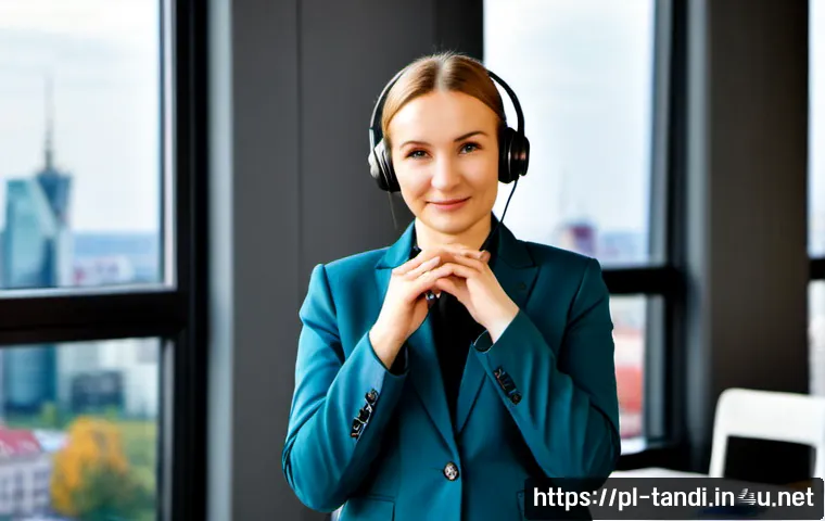 Home 17 통번역사 통역사로서 커리어 발전 - Photorealistic career-development scene of a Polish professional interpreter in a bright Warsaw conf...